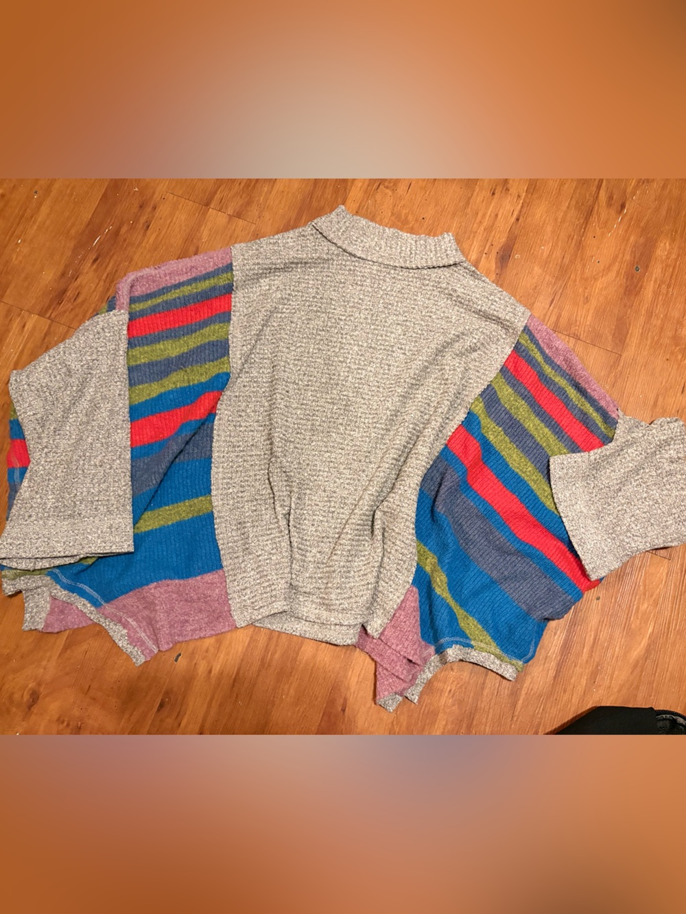 We The Free Multicolor Striped Balloon Sleeve Sweater